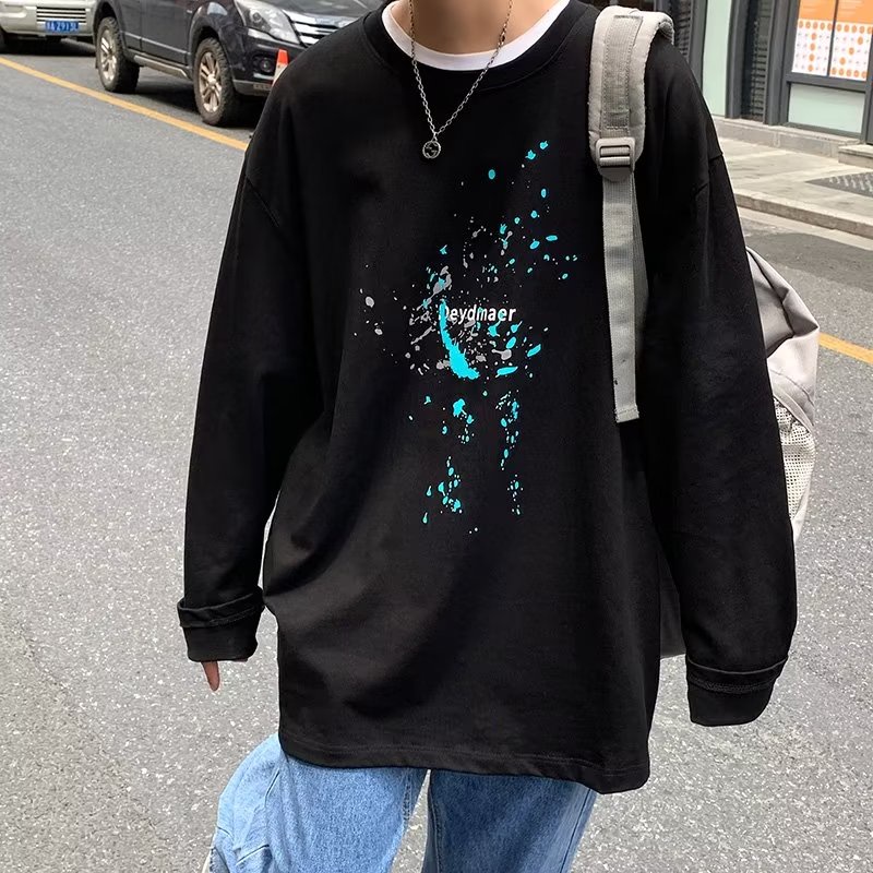 Áo Thun Tay Dài Dáng Rộng In Chữ Phong Cách Hip Hop Thời Trang Cho Nam Và Nữ Size M-5XL