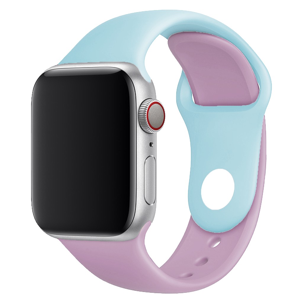 Dây đeo silicon 2 màu cho đồng hồ thông minh Apple Watch 5/4 / 3 / 2 / 1 , 38mm / 40mm/42mm/44mm