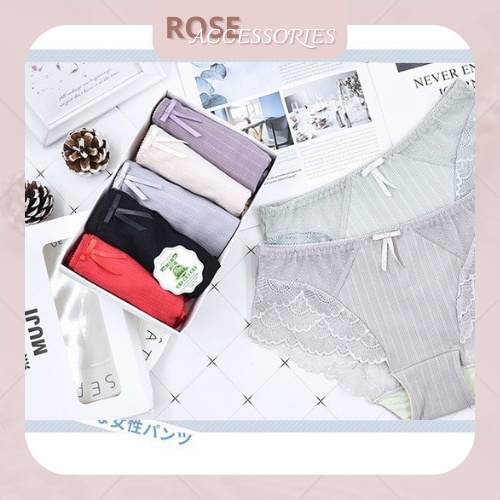 Quần lót nữ cao cấp cotton viền ren sexy màu thoáng mát thời trang Rose Accessories QL06
