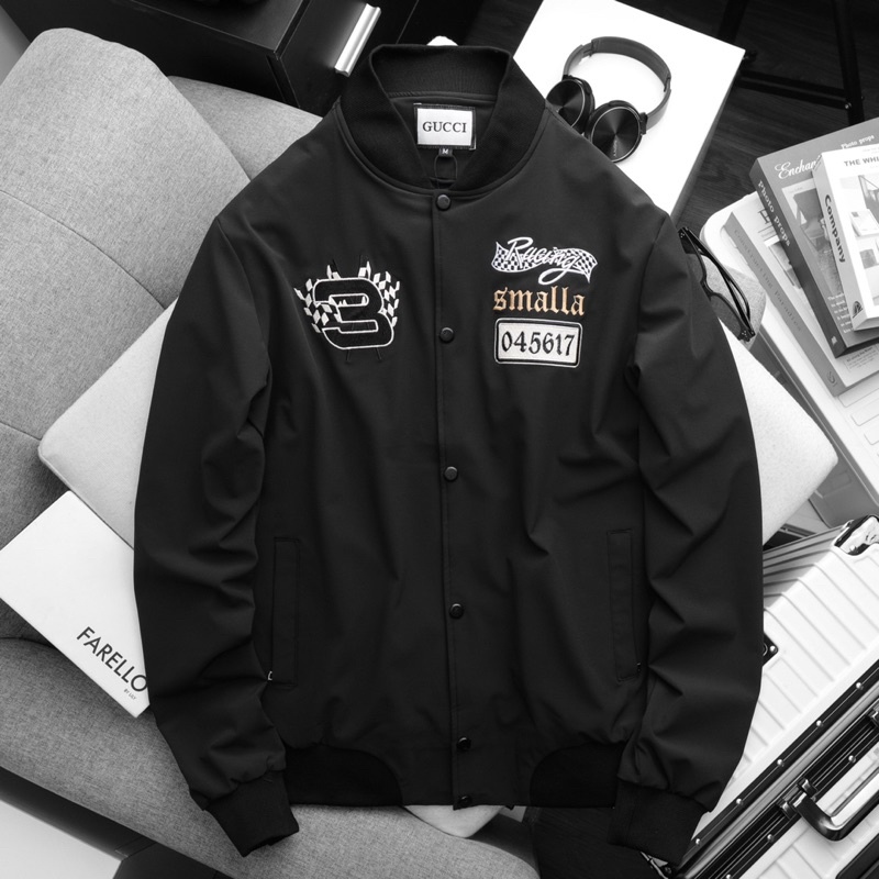 Áo khoác dù cao cấp G u cc i logo thêu form unisex