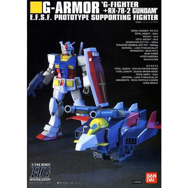 Mô Hình Gundam HG G ARMOR : G-FIGHTER + RX-78-2 Bandai 1/144 HGUC UC Đồ Chơi Lắp Ráp Anime Nhật