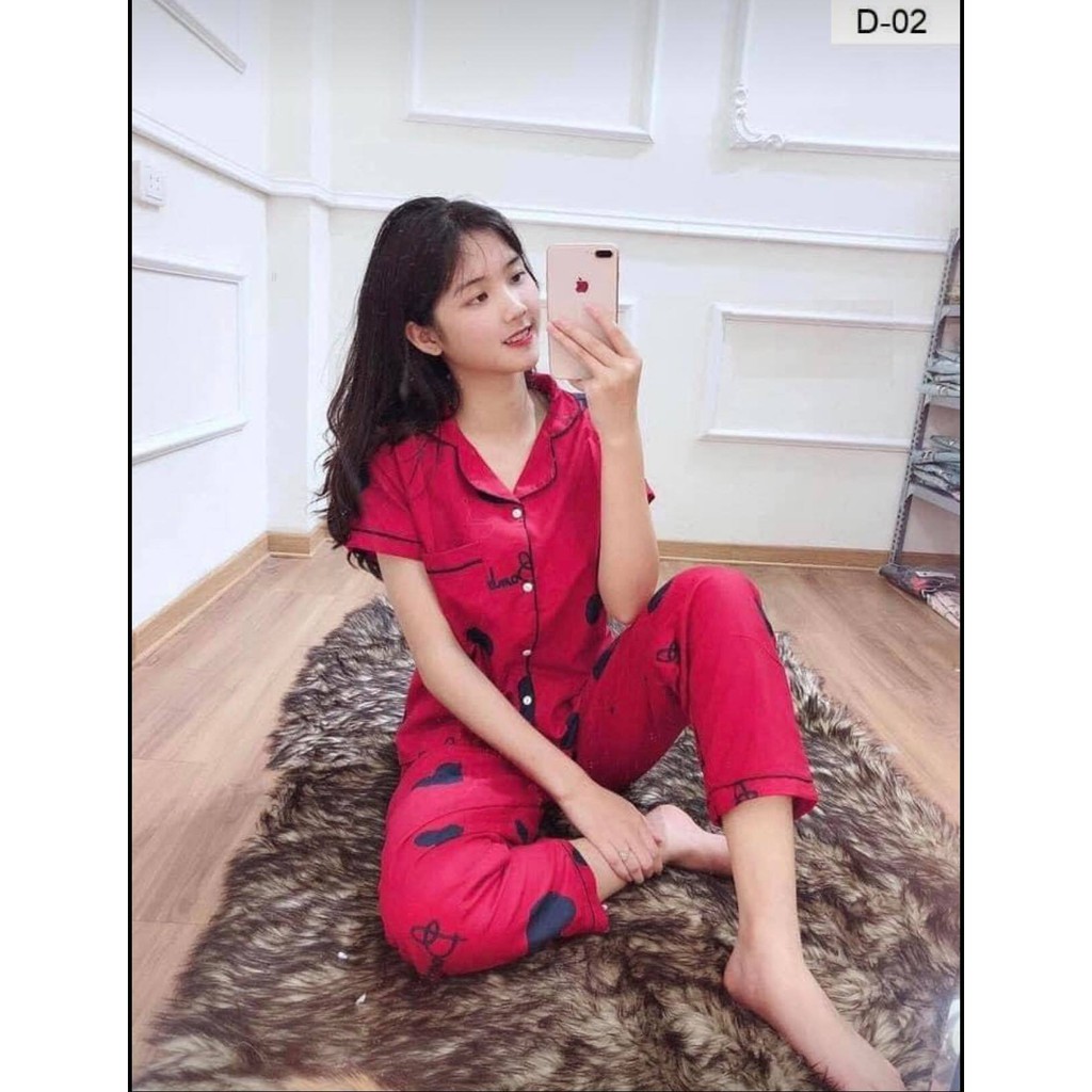 Đồ Ngủ💚Đồ Bộ Pijama Lụa Gấm Tay Ngắn-Quần Dài Cao Cấp [ẢNH THẬT+VIDEO]