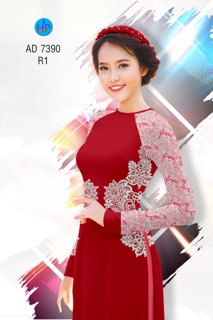 Vải Áo Dài Hoa Eo Phối Tay Giả Ren