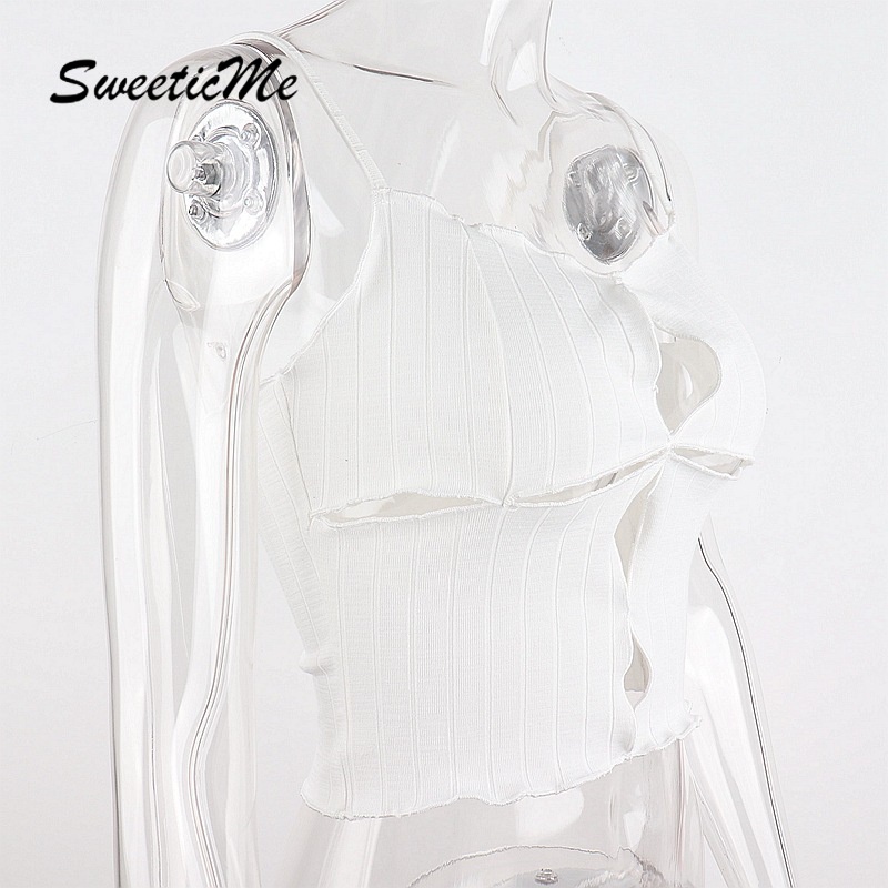 Áo dệt kim SweeticMe màu trơn khoét lỗ gợi cảm 201