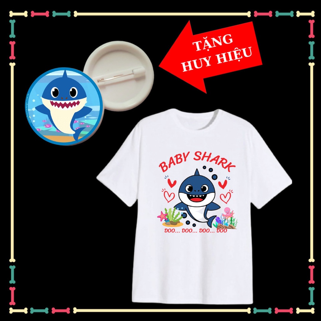 Áo thun cộc tay bé gái baby Shark dễ thương, đủ màu sắc, đủ size áo, kèm Huy hiệu Babyshark