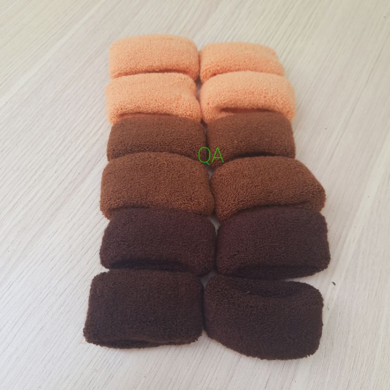Sỉ 12 Len cột tóc tông màu nâu (bản 3.5cm,rộng 7cm)