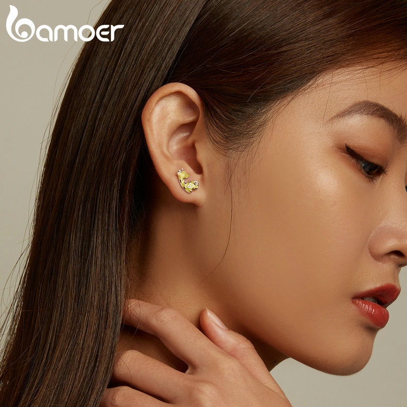 Đôi bông tai Bamoer BSE586 925 bạc hình hươu cao cổ độc đáo sành điệu cho nữ