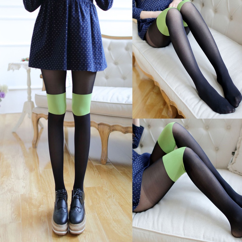 Youyo Quần Tất Dài Qua Gối Mỏng Co Giãn Khối Màu Phong Cách Gothic Lolita Gợi Cảm Cho Nữ Đi Hộp Đêm