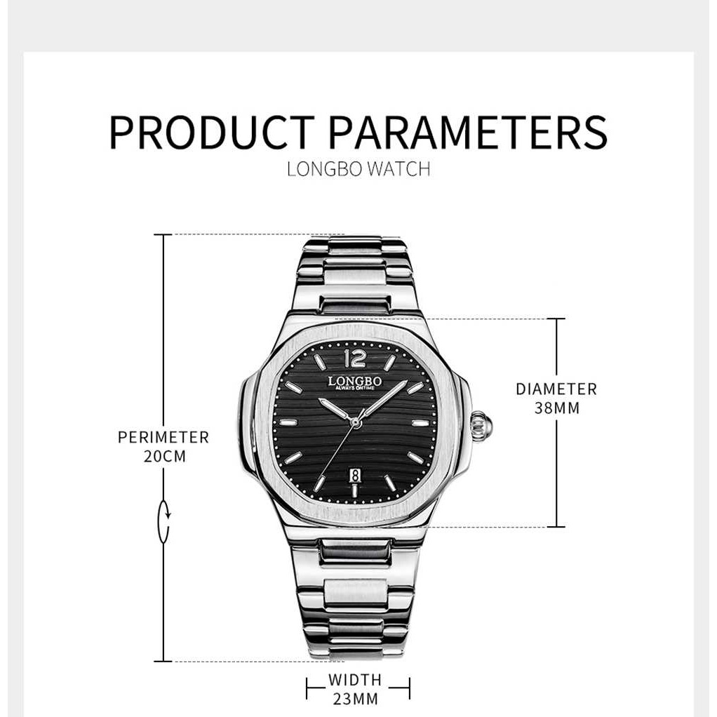 Đồng Hồ Nam LONGBO 80511 Khung Thép Chống Gỉ Chống Nước Cao Cấp | BigBuy360 - bigbuy360.vn