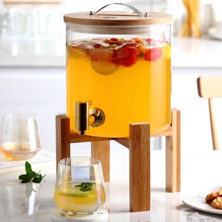 Bình thủy tinh chịu nhiệt kèm chân đế gỗ borosilicate glass 8l ☘️ freeship ☘️