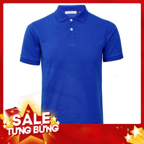 Áo Thun trơn cổ trụ cổ bẻ Nam, thun cá sấu 4 chiều, màu xanh bích - Hàng nhập khẩu