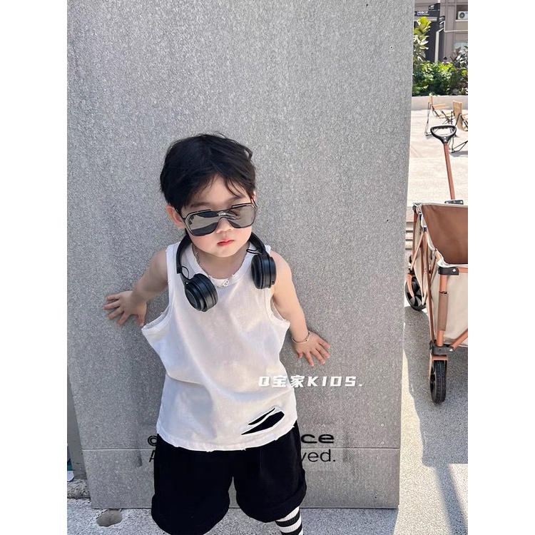 Áo Thun Cotton Mỏng Sát Nách Dáng Rộng Thoải Mái Thời Trang Mùa Hè Cho Bé Trai YF5