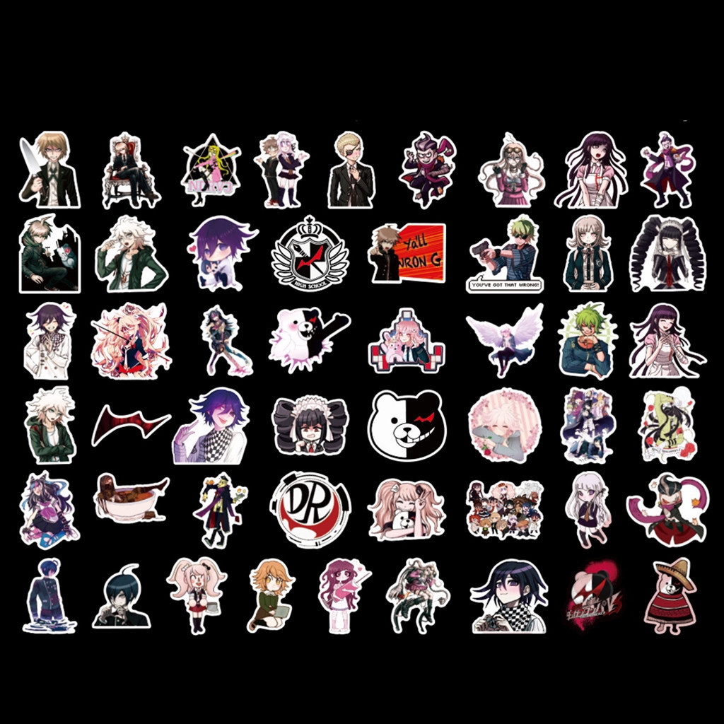 Set 50 miếng dán chống nước hình trò chơi anime Dangan Ronpa