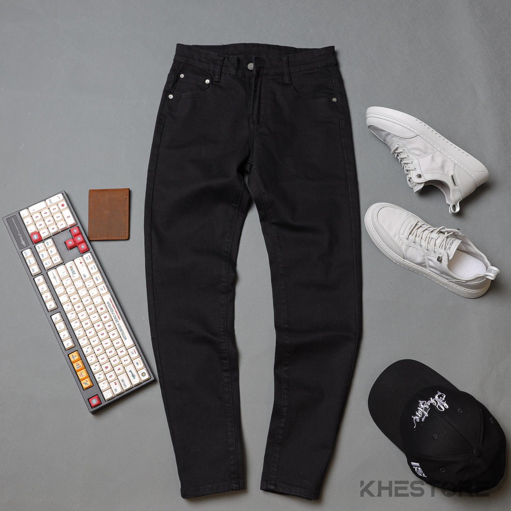 Quần Jeans Nam Khestore 8929 , Jeans Trơn Đen Phong Cách Hàn Quốc