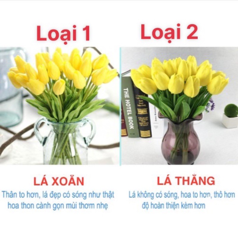 &lt;Loại 1&gt; Hoa tuylip giả giống thật 99% ( combo 10 bông)