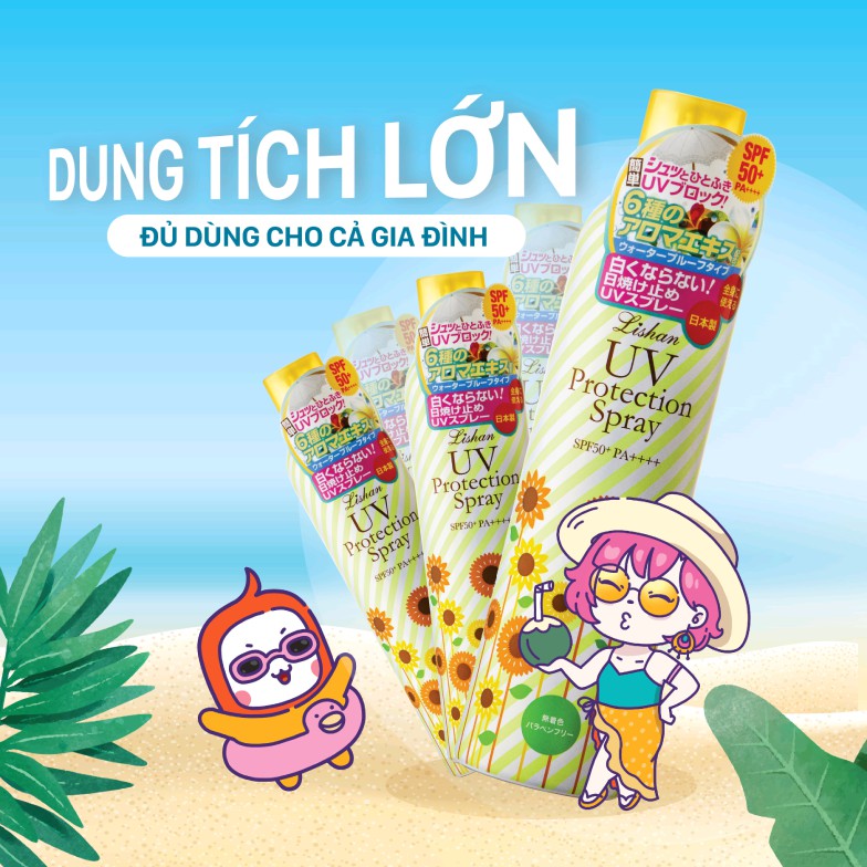 (Chuẩn Aut) Xịt Khoáng Chống Nắng Lishan UV Protection Spray Nhật Bản SPF 50+ PA++++ 230g | BigBuy360 - bigbuy360.vn