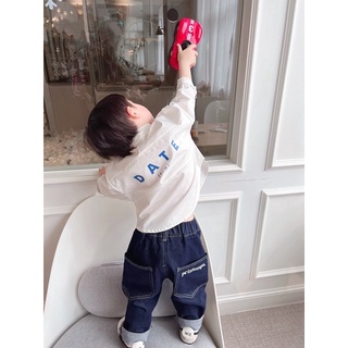 bộ sơ mi phối quần bò cho bé