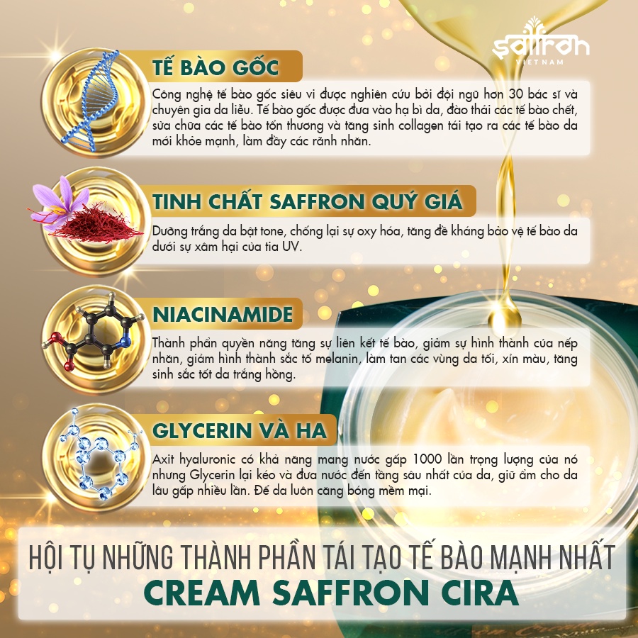 Cream Saffron dưỡng da cấp ẩm thương hiệu Dr.Saffron hũ 50Gr