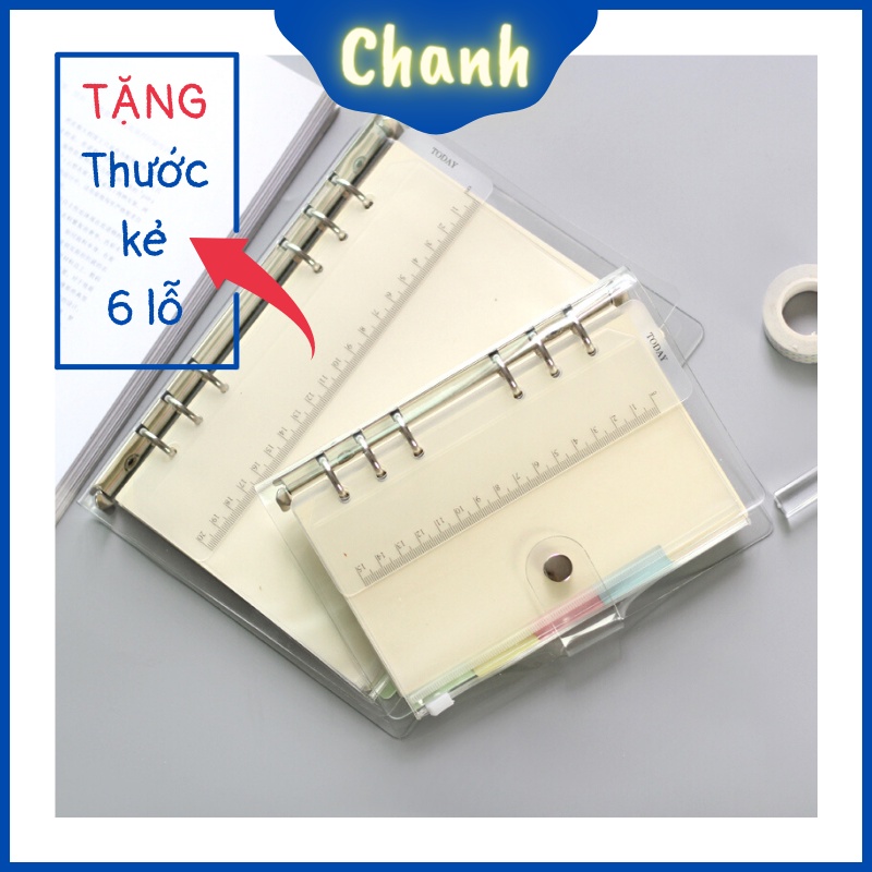 CS26 Bìa Sổ Còng 6 Lỗ A5 Nhựa Dẻo Tặng Kèm Thước 6 Lỗ - Chanh Shop (Không Kèm Giấy Refill)