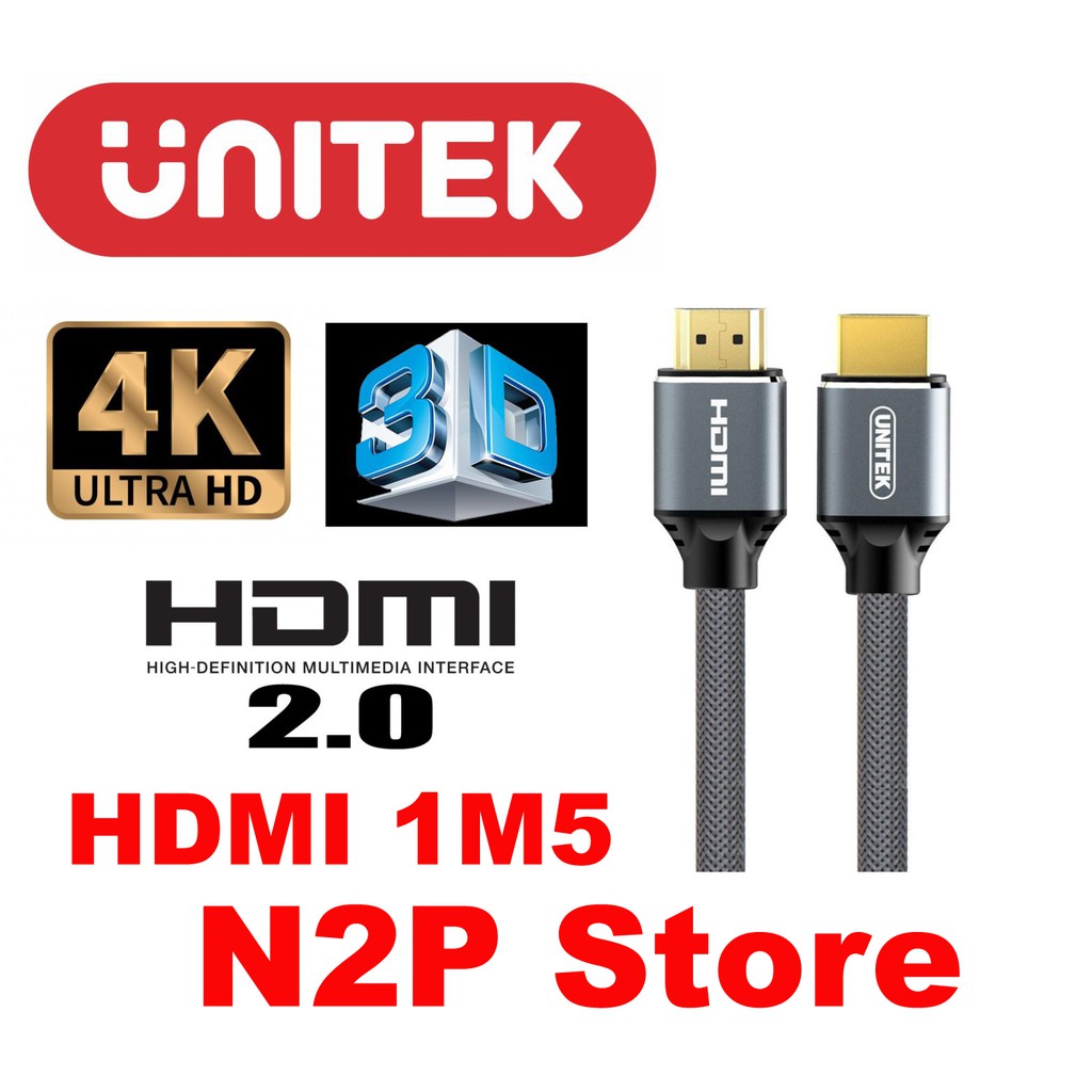 Dây cáp HDMI 1M5 UNITEK Ultra HD 4K &amp; 3D Y-C 137V (Hãng phân phối chính thức)