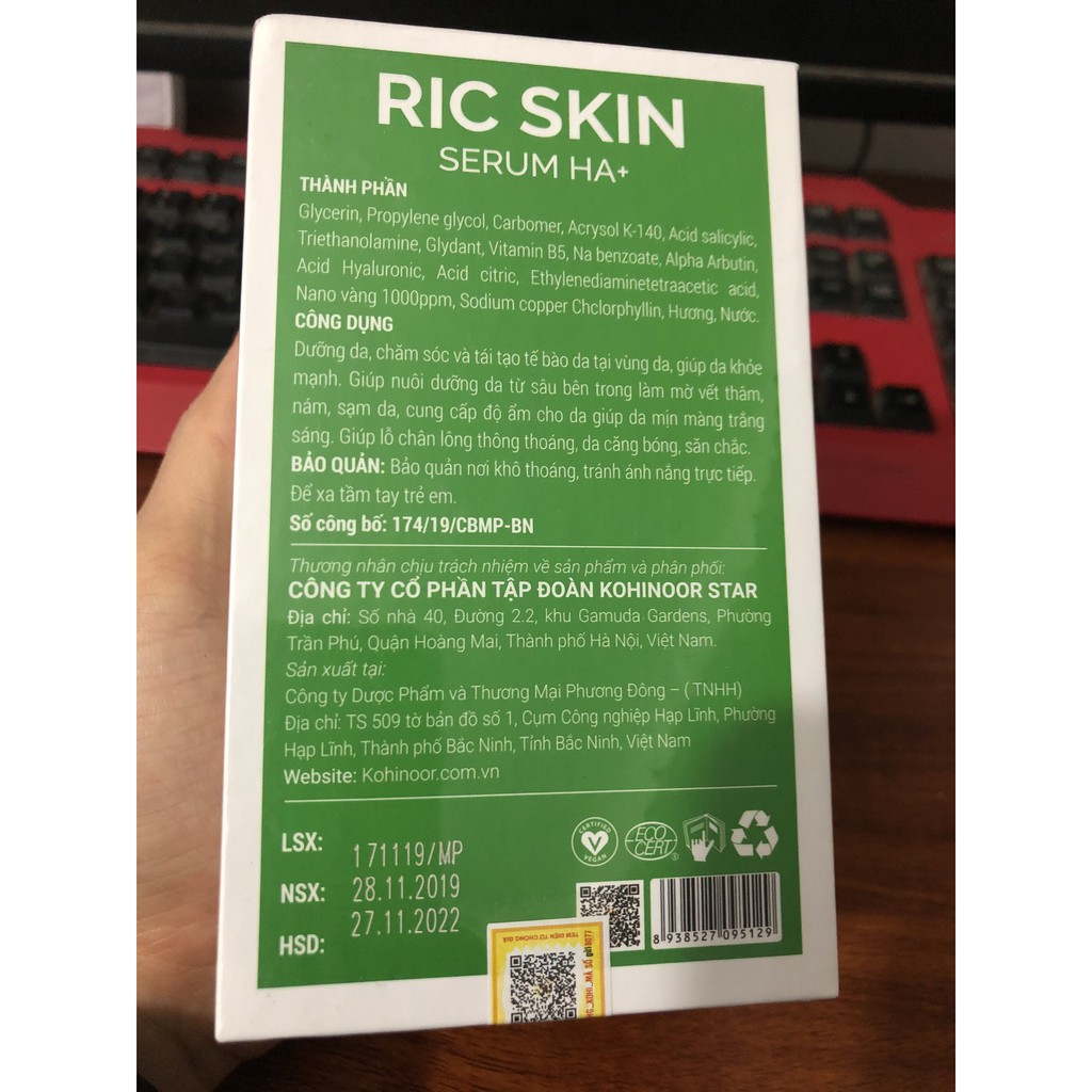 Combo Serum Ric Skin + Sữa rửa mặt Wash Foam KOHINOOR