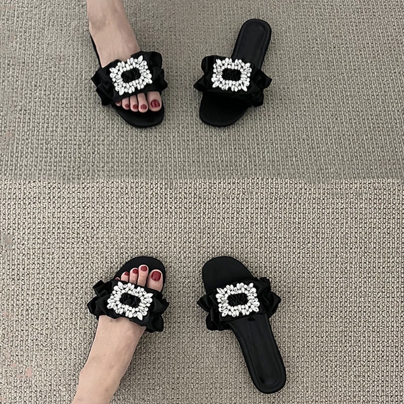 Dép Sandal Một Mảnh Đính Đá Thời Trang Mùa Hè Cho Nữ