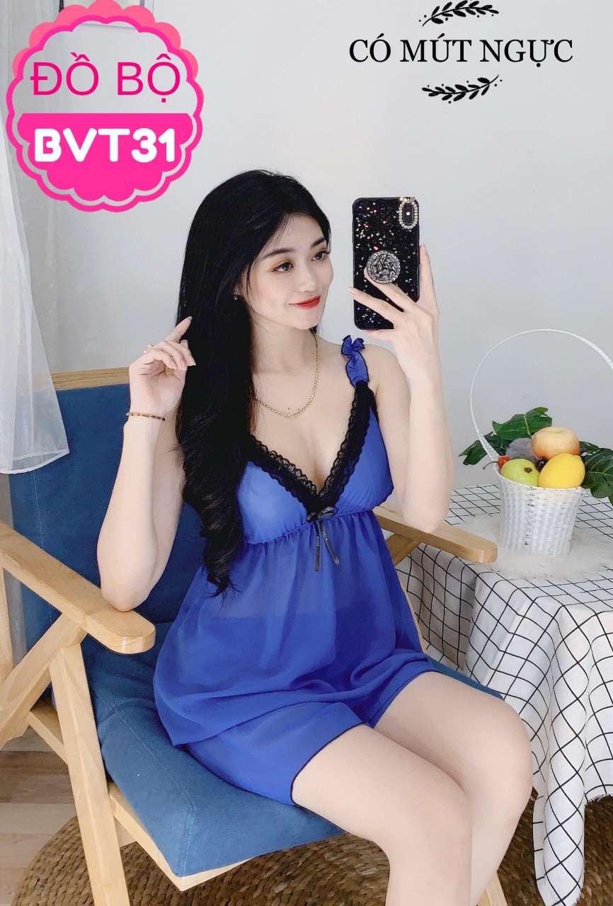 [Mã FASHIONT4WA2 giảm 10K đơn 50K] Đồ ngủ voan sexy dây nhúm freesize dưới 55kg(M034)