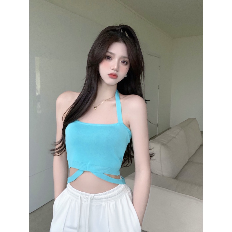 Cocory vn Áo Croptop Dệt Kim Hở Vai Thời Trang Quyến Rũ Cho Nữ