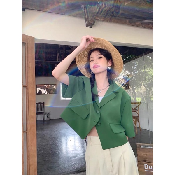 Áo vest blazer xanh lá trendy