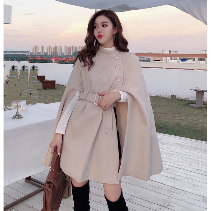 [Áo choàng cánh dơi] Áo dạ choàng tay cánh dơi phong cách hepburn Pháo nhẹ nhàng quý phái mùa thu đông | BigBuy360 - bigbuy360.vn