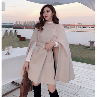 Áo dạ choàng tay cánh dơi phong cách hepburn Pháo nhẹ nhàng quý phái mùa thu đông