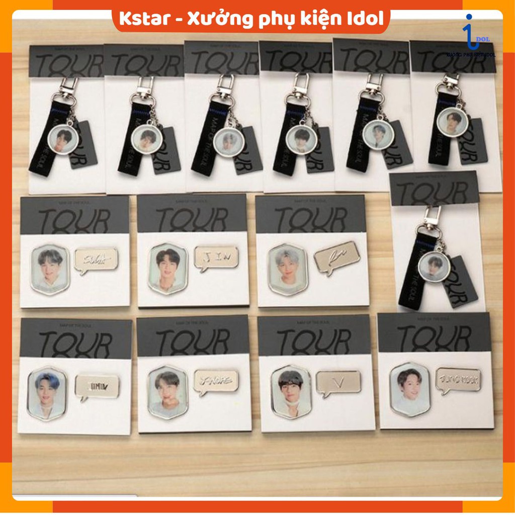 Móc khoá Keyring và Badge - khuy cài set hình Bangtan Map of the soul tour unoff