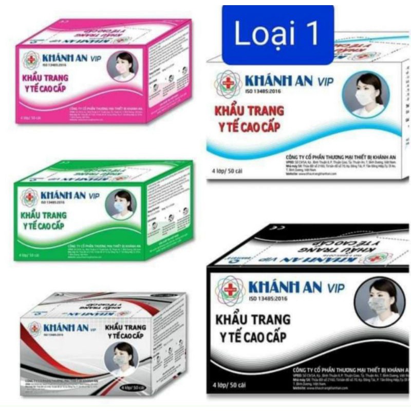 Hộp 50 cái khẩu Trang y tế 4 lớp kháng khuẩn thương hiệu Khánh An