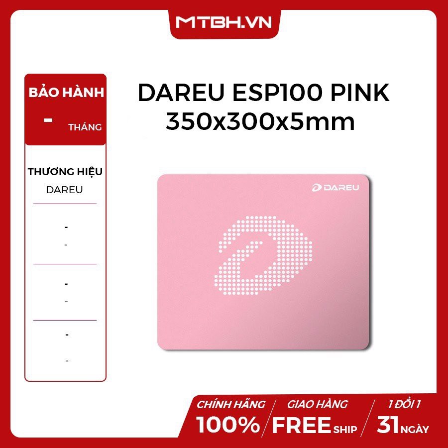 MIẾNG LÓT CHUỘT DARE-U ESP101 PINK 350x300x5mm