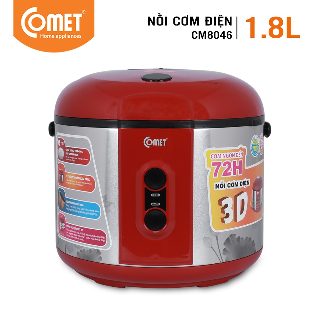 Nồi Cơm Điện 3D Nắp Gài 1.8L COMET - CM8046R