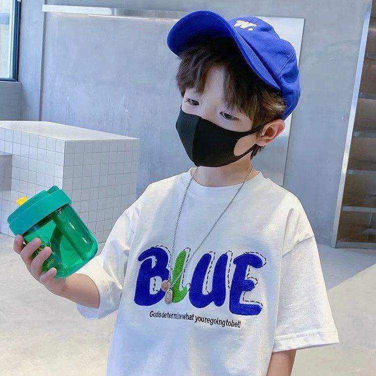 [Grow Up with You] Áo Thun Cotton Mỏng Tay Ngắn Dáng Rộng Thời Trang Mùa Hè Dành Cho Bé Trai 2022