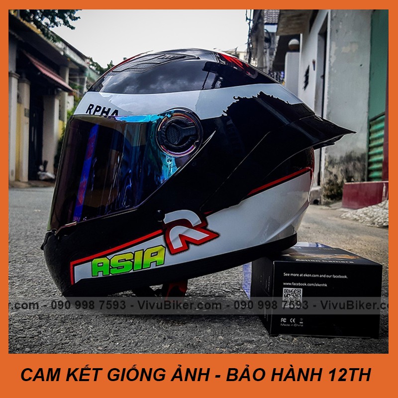 [GIÁ KHO] Mũ bảo hiểm Fullface Asia mt136  tem rùa - bảo hành chính hãng 12th