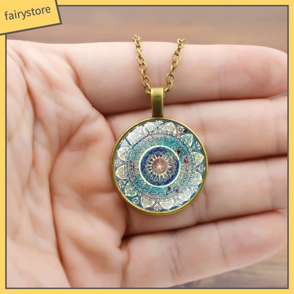 Dây chuyền hợp kim mặt tròn họa tiết hoa độc đáo cho nữ