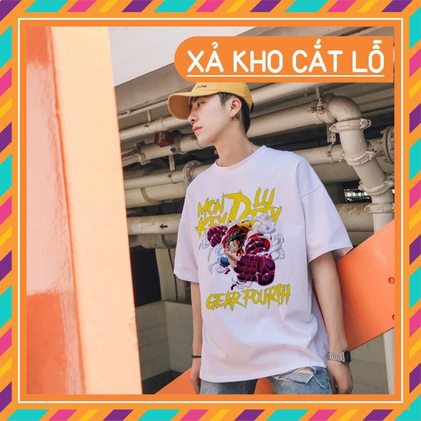 (SALE) 🔥Siêu Rẻ🔥 Áo Thun Nam Tay Lỡ Unisex Màu Trắng Monkey D.luffy gear fourth | One Piece