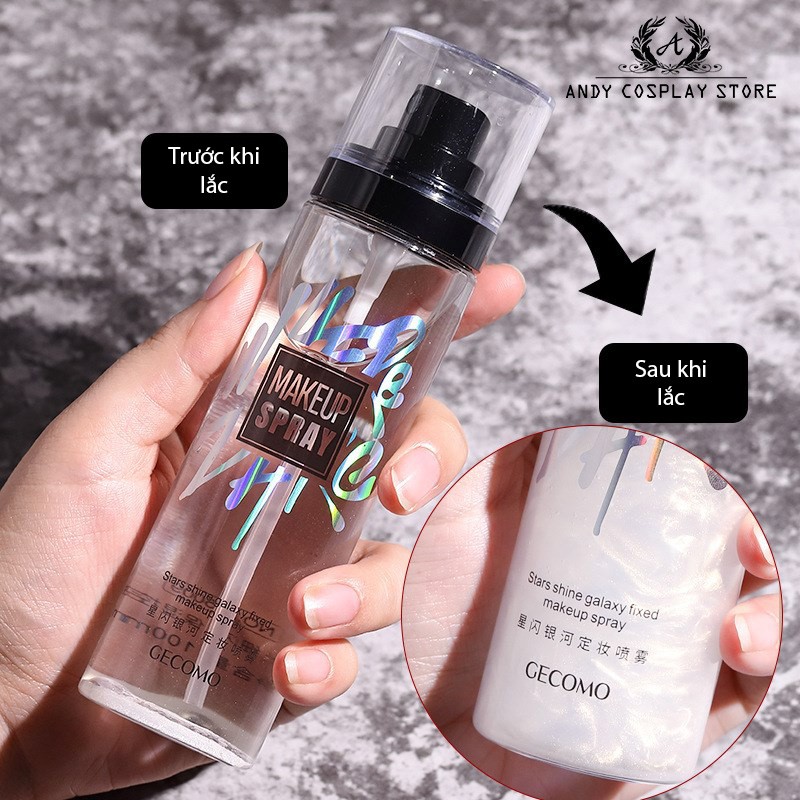 Xịt giữ lớp makeup nhũ chảy Stars shine galaxy fixed makeup spray Gecomo