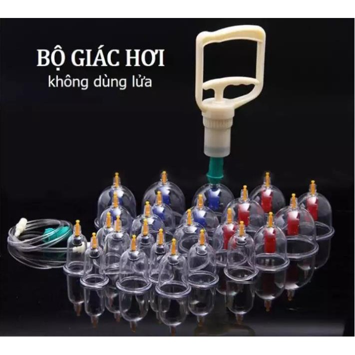 Bộ giác hơi 24 ống chân không, Bộ giác hơi không dùng lửa (24 phụ kiện), Giúp giải độc tố, Cho cơ thể khỏe mạnh