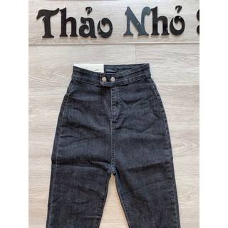 Quần jean lưng cao núc bấm