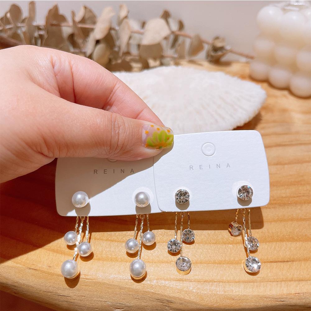 Khuyên Tai Dạng Hạt Phối Tua Rua Trước Và Sau Thời Trang Sáng Tạo Lưng|Trang Sức Nữ