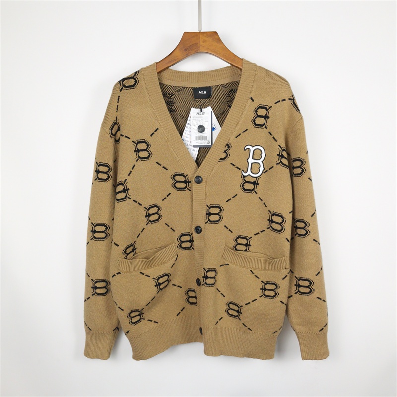 Áo Khoác Cardigan Dệt Kim Tay Dài Cổ Điển MLB Presbyopic Thời Trang Cho Cặp Đôi