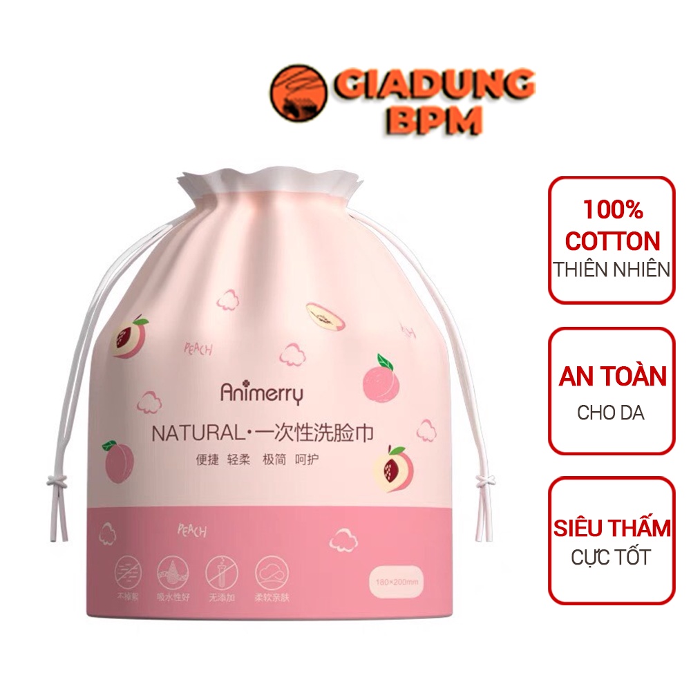 Cuộn khăn giấy lau đa năng ANIMERY, khăn lau mặt, tẩy trang, lau khô ướt, chất liệu cotton, Giadungbpm