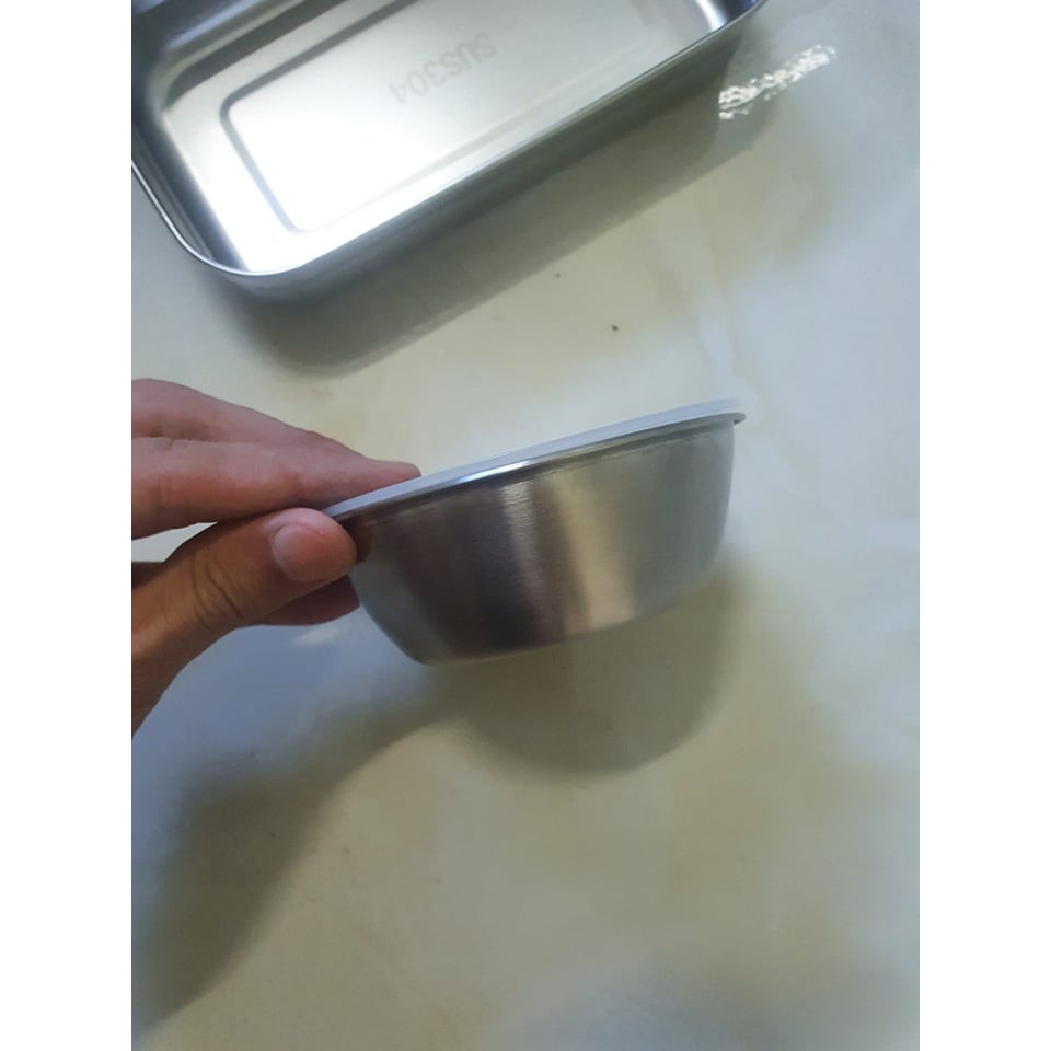 Khay Inox 304 + Bát Canh Cho Hộp Cơm Giữ Nhiệt 2 Tầng
