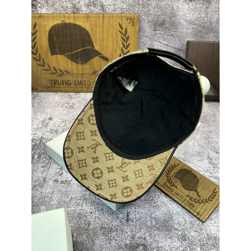 Nón kết, mũ lưỡi trai nam nữ LV Viền Da vải Kaki mịn thời trang cá tính chuẩn phong cách (Ảnh thật)