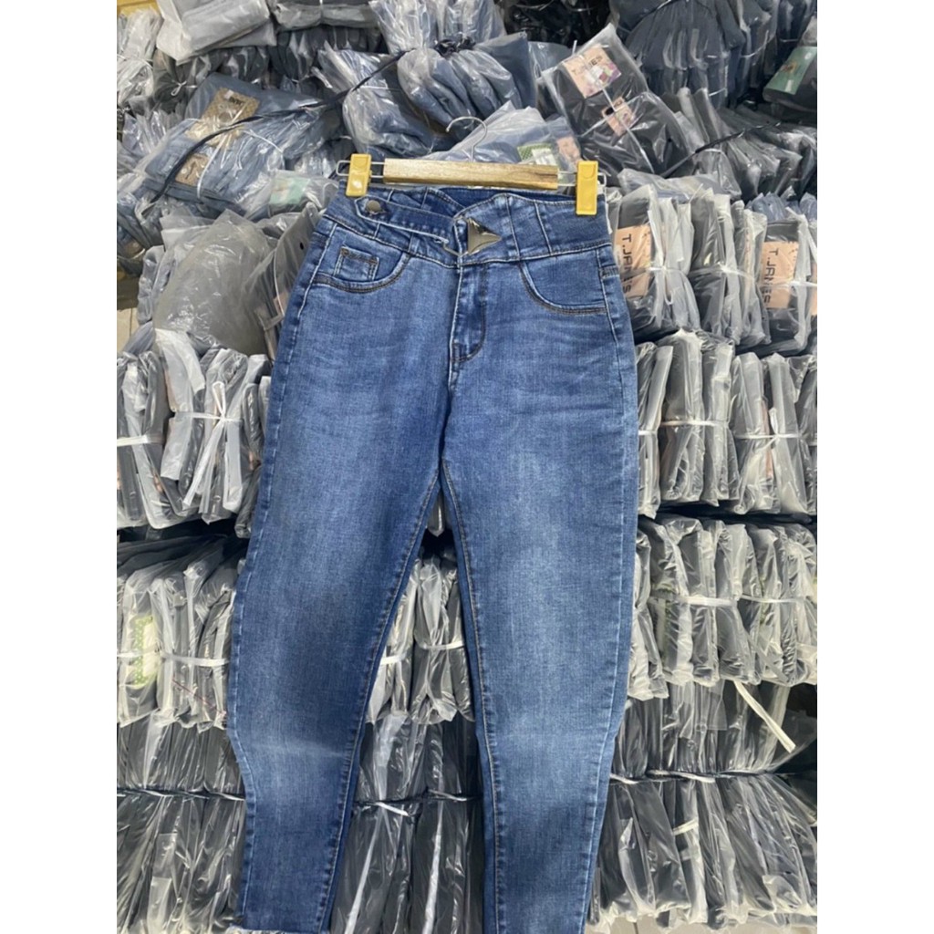 (sale) quần jean nữ lưng cao đai lệch hót trend (video+ảnh thật) | BigBuy360 - bigbuy360.vn