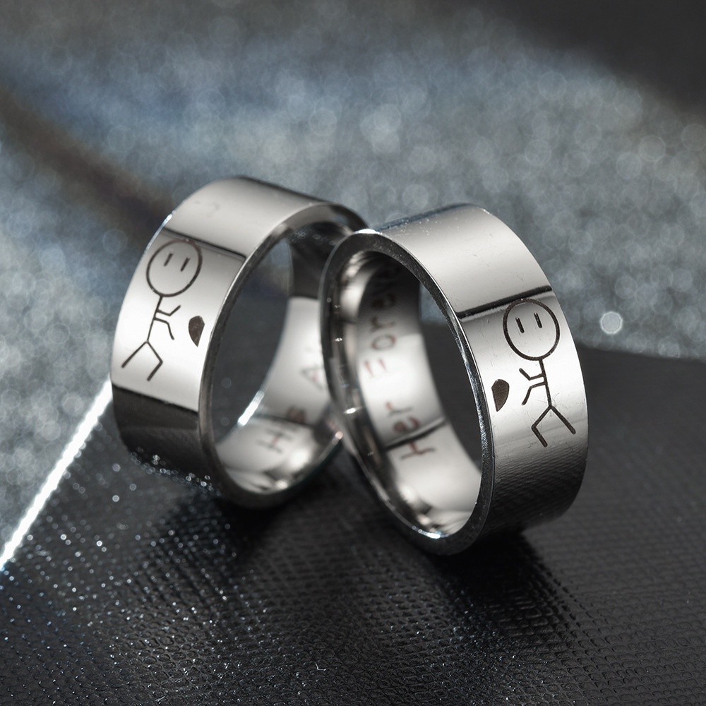 Nhẫn Thép Titan Khắc Chữ His Always Her Forever Thời Trang Cho Cặp Đôi
