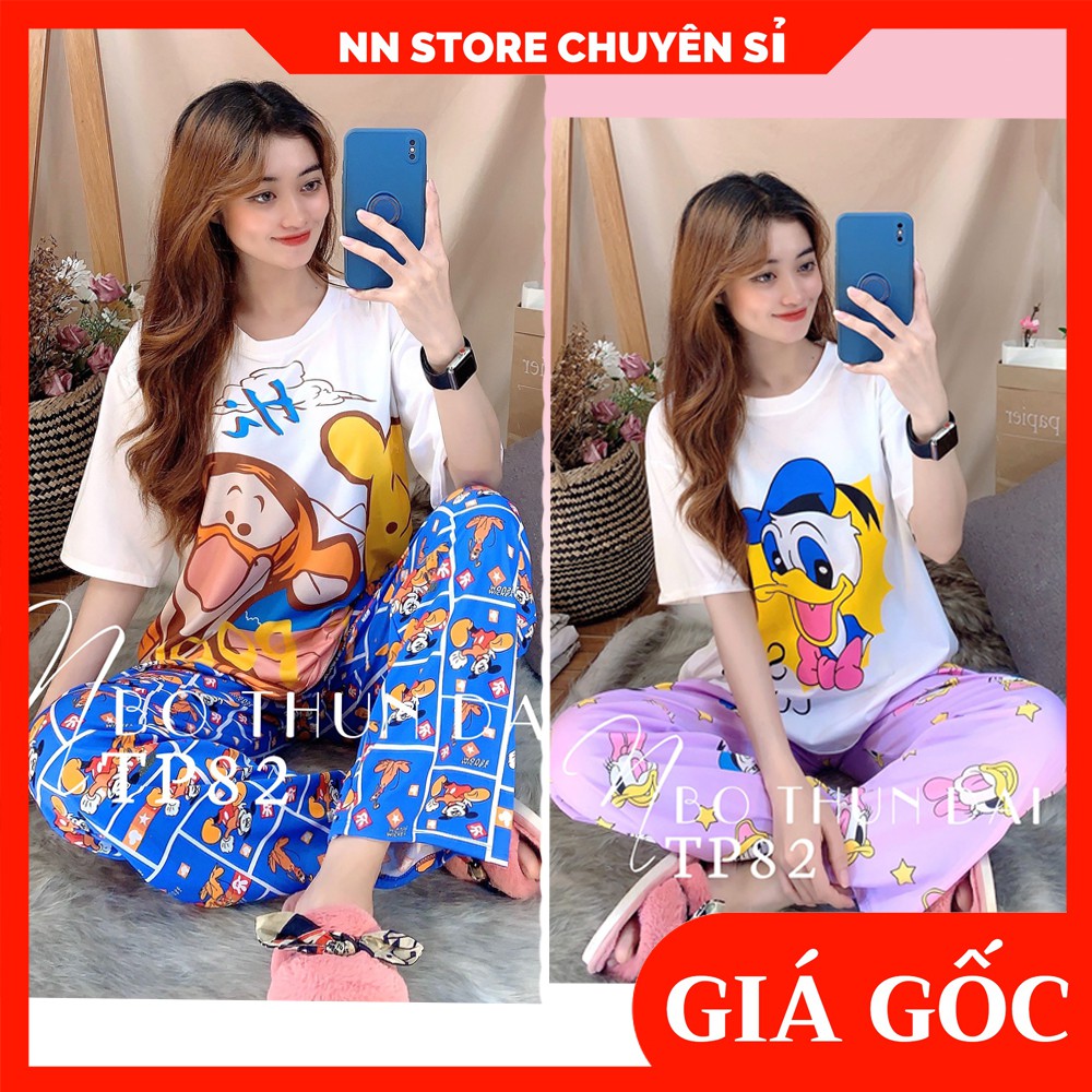 Đồ bộ nữ mặc nhà phom to chất thun mềm mịn mát in hình hoạt hình dễ thương TP82 TS391